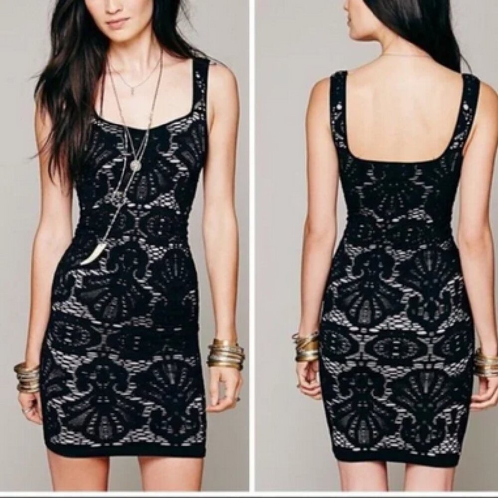 Intimately Free People black and nude Medallion Slip Dress size XS/S - Picture 8 of 9